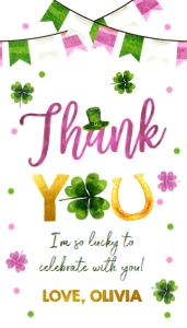 Favor Tag Lucky One Thank You White Pink 0379 design preview