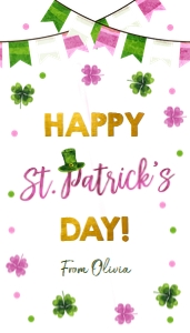 Favor Tag Lucky One Happy St Patricks Day White Pink 0379 design preview