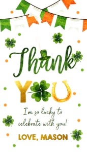 Favor Tag Lucky One Thank You White Green 0379 design preview