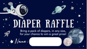Diaper Raffle Ticket Space Astronaut Blue Navy 0366 design preview