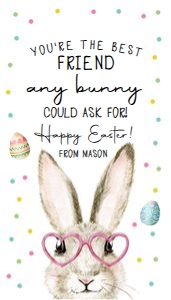 Favor Tag Best Friend Any Bunny Watercolor 0449: Favor Tag Best Friend Any Bunny Watercolor 0449