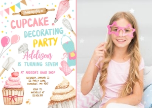 Birthday Invitation Cupcake Decorating Photo 0364 design preview