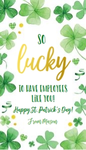 Favor Tag St Patricks Day Lucky Employees Clover 0451 design preview