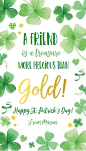 Favor Tag St Patricks Day Friend Treasure Gold Clover 0451 design preview