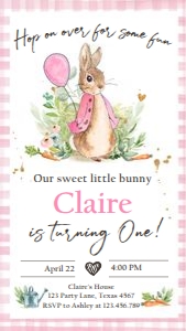 Invitation Birthday Flopsy Rabbit Border Phone 0351 design preview