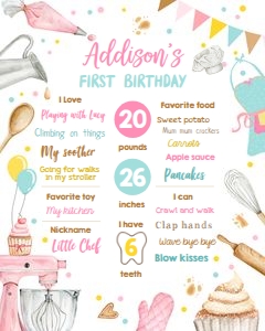Birthday Milestone Poster Baking Girl 0364 design preview