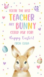 Favor Tag Best Teacher Bunny Watercolor 0449 design preview