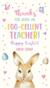 Favor Tag Eggcelent Teacher Bunny Watercolor 0449 design preview