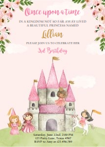 Birthday Invitation Princess Pink 0171 design preview
