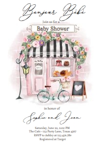 Baby Shower Invitation French Patisserie Bonjour Bebe Paris 0441 design preview