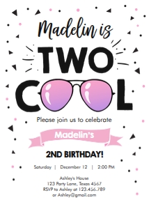 Birthday Invitation Two Cool Girl V2 0136 design preview