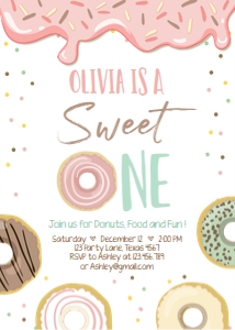 Birthday Invitation Donut Sweet One Pastel 0320 design preview