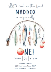 Birthday Invitation Fishing One 0454 design preview