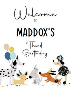 Welcome Sign Pawty Dogs Simple Boy 0429 design preview