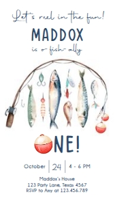 Birthday Invitation Fishing One 0454 Phone design preview