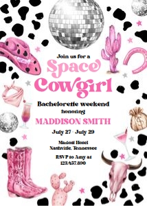 Bachelorette Weekend Invitation Space Cowgirl Pink 0455 design preview