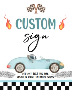 Custom Editable Sign Race Car Blue 8x10 0424 design preview