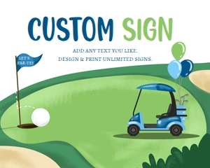 Custom Editable Sign Golf Hole in One Blue White Horizontal 0405 design preview