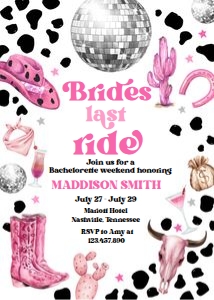 Bachelorette Weekend Invitation Last Ride Pink 0455 design preview