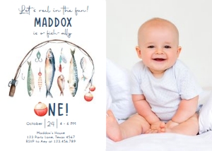 Birthday Invitation Fishing One 0454 Photo design preview