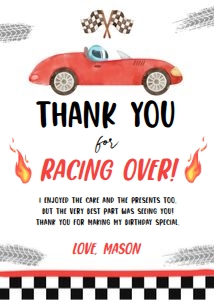 Thank You Card Race Car Red 0424 design preview