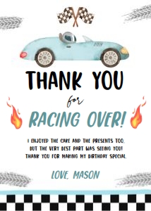 Thank You Card Race Car Blue 0424 design preview
