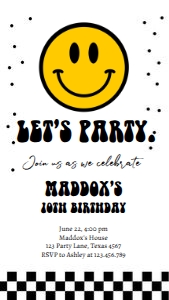 Birthday Invitation Let's Party Smiley 0456 Phone design preview