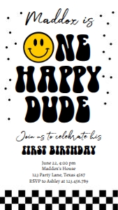 Birthday Invitation One Happy Dude 0456 Phone design preview
