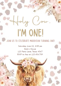 Birthday Invitation Highlander Holy Cow V2 0453 design preview
