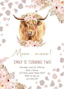 Birthday Invitation Highlander Mooo Two 0453 design preview