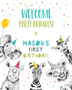 Welcome Sign Party Animals Boy Vertical 0390 design preview