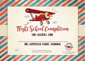 Flight School Certificate Airplane 0011 design preview