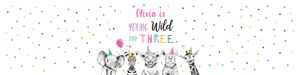 Water Bottle Labels Party Animals Wild Three Pink 0390 design preview