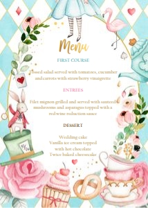 Menu Card Alice In Onederland Blue 0350 design preview