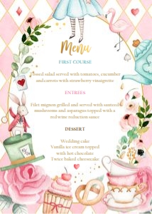 Menu Card Alice In Onederland Pink 0350 design preview