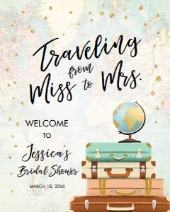 Welcome Sign Travel Miss to Mrs Neutral Map 0263 design preview