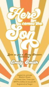 Invitation Baby Shower Here Comes The Son 0457 Phone design preview