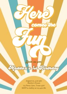 Invitation Birthday Here Comes The Fun 0457 design preview