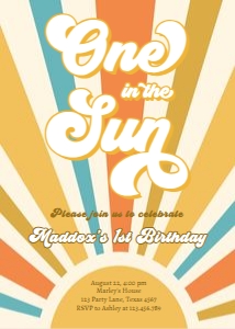 Invitation Birthday One in the Sun 0457 design preview