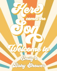 Welcome Sign Baby Shower Here Comes the Son 0457 design preview