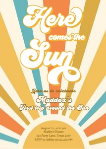 Invitation Birthday Here Comes The Sun 0457 design preview