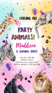 Birthday Invitation Party Animals 0461 Phone design preview