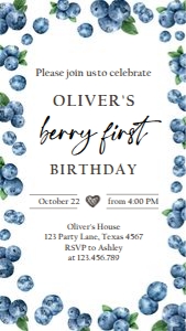 Birthday Invitation Blueberry Round 0399 Phone design preview