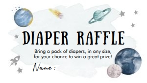 Diaper Raffle Ticket Space Planets Boy Silver 0357 design preview