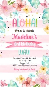 Birthday Invitation Hawaiian Luau Aloha 0413 Phone design preview