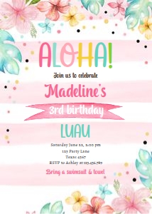 Birthday Invitation Hawaiian Luau Aloha 0413 design preview