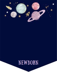 Birthday Monthly Photo Banner Space Planets Girl Purple Dark 0357 design preview