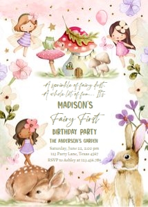 Invitation Birthday Fairy First V2 0438 design preview
