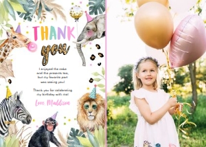 Thank You Card Party Animals Vertical V2 Photo 0417 design preview