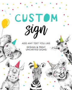 Custom Editable Sign Party Animals Boy 0390 design preview